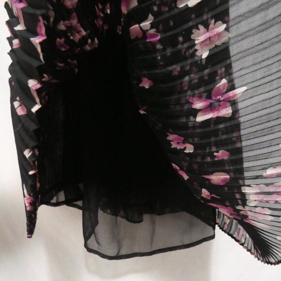 XAI | large | Strapless Fully Lined Sheer Black Floral Dress | Purple Flowers - Picture 9 of 16